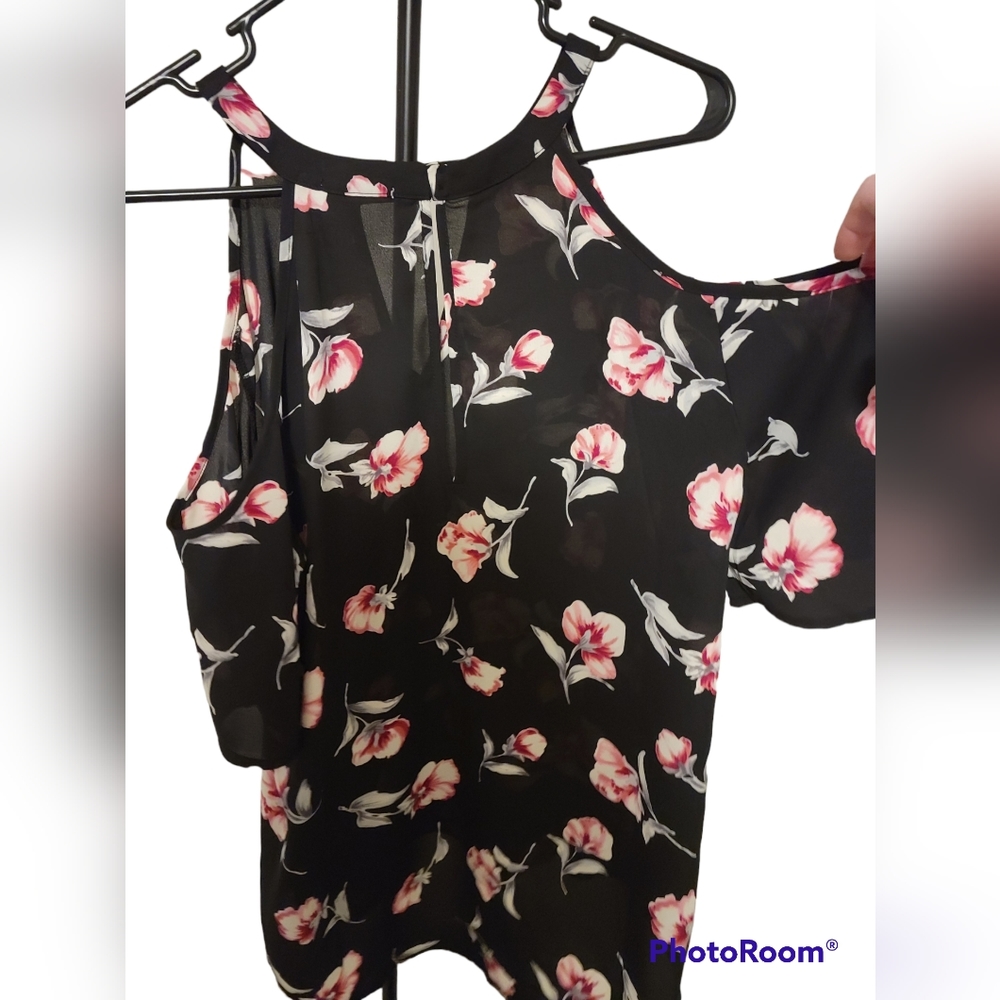 Floral open shoulder top